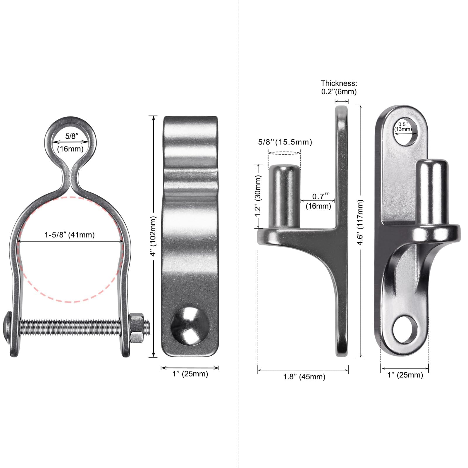 Insaga 2Pack Chain Link Gate Hinge, Silver-41mm, Pack B-1-5/8'' OD - Image 3