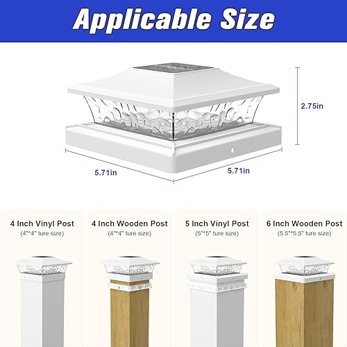 Miniatura 2 de APONUO Paquete de 12 luces solares para tapa de poste de 4 x 4, 5 x 5, 6 x 6 pulgadas, vallas de madera y vinilo - IP65 impermeable,