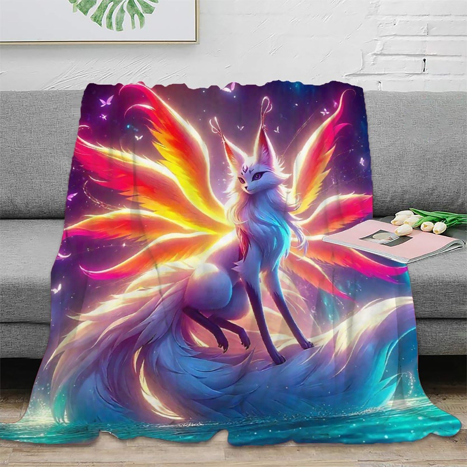 Couverture Fox à Neuf queues idée cadeau anniversaire plaid douillet lit ado adulte