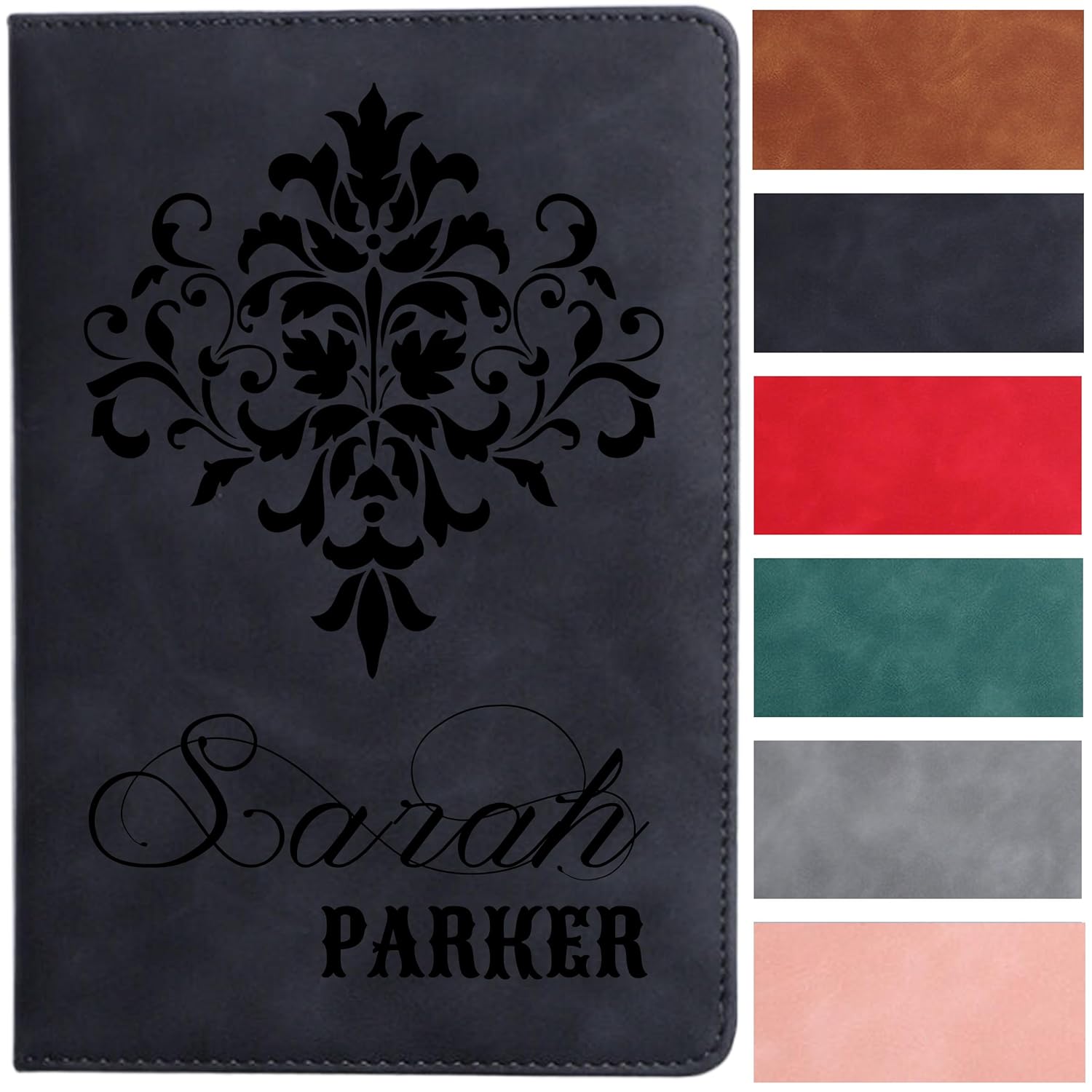 Personalized Name Leather Journal Notebook, Custom Notebook for Women, Personalized Journal, 200 Pages, Mother			s Gift, Xmas Gift for Parents, Birthday Gift, Bridesmaid Gift (Black) (Black) Thumbnail
