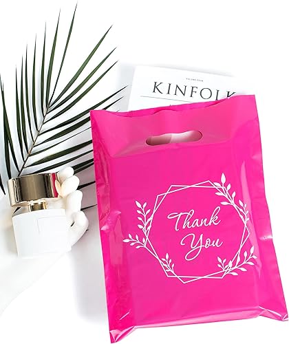 Miniatura 50 de 100 bolsas de 1.5 mil de grosor, 9 x 12 pulgadas, bolsas de agradecimiento con asas extragruesas perfectas para mercancía, pequeñas empresas y venta