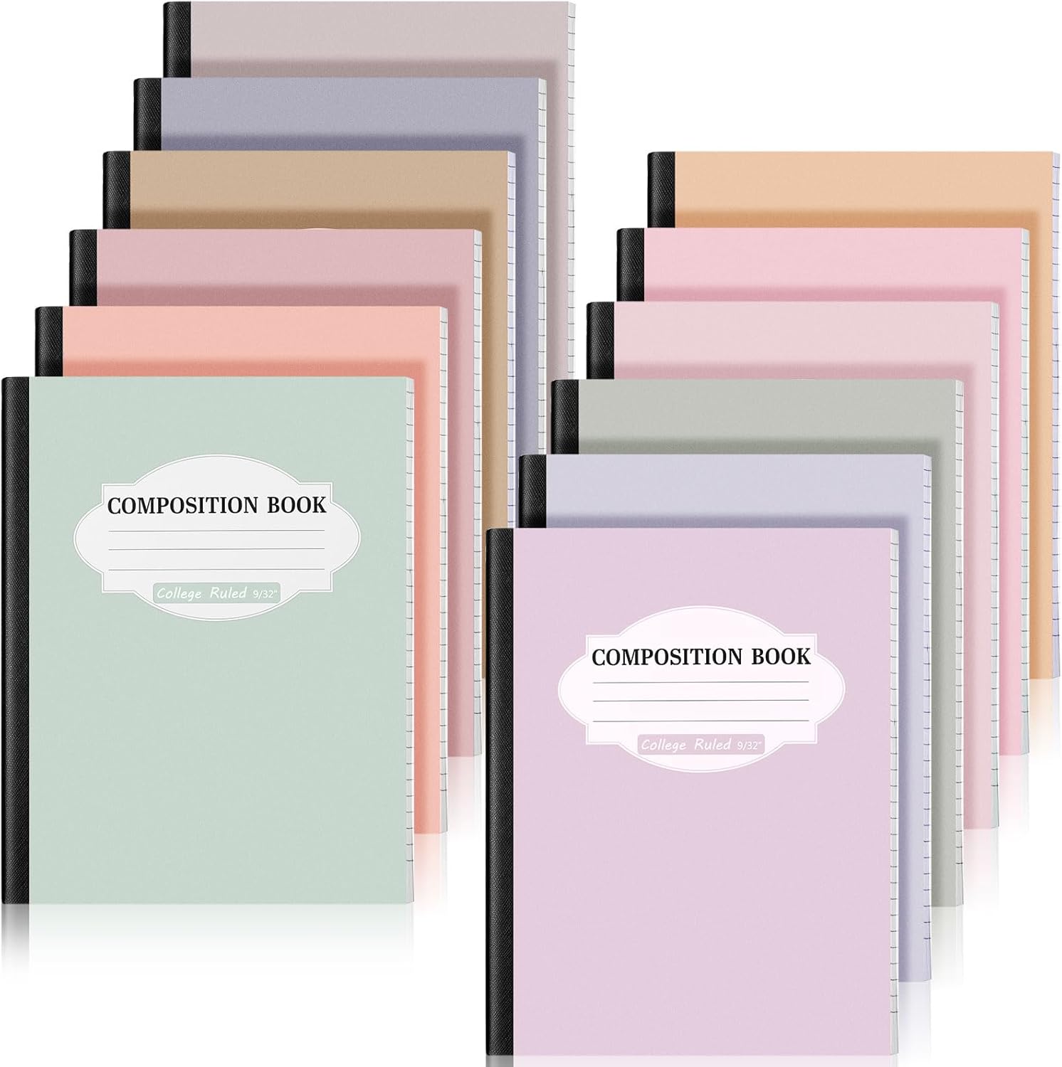 Colarr 12 Pack College Ruled Composition Notebook 9.75 x 7.5 Inch Hard Cover Paper Composition Books Assorted Fun Colors Office School Notebook, Hard Cover, Sturdy Sewn Binding (Bright Colors)