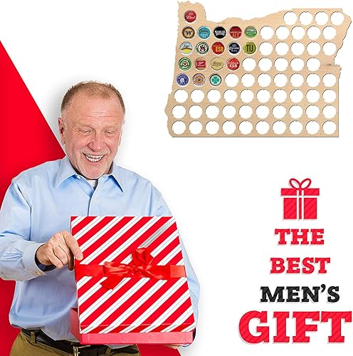 Miniatura 6 de All States Beer Cap Map Oregon  16 x 11,6 pulgadas  74 tapas  Soporte para tapa de cerveza de Oregon  Madera contrachapada de abedul