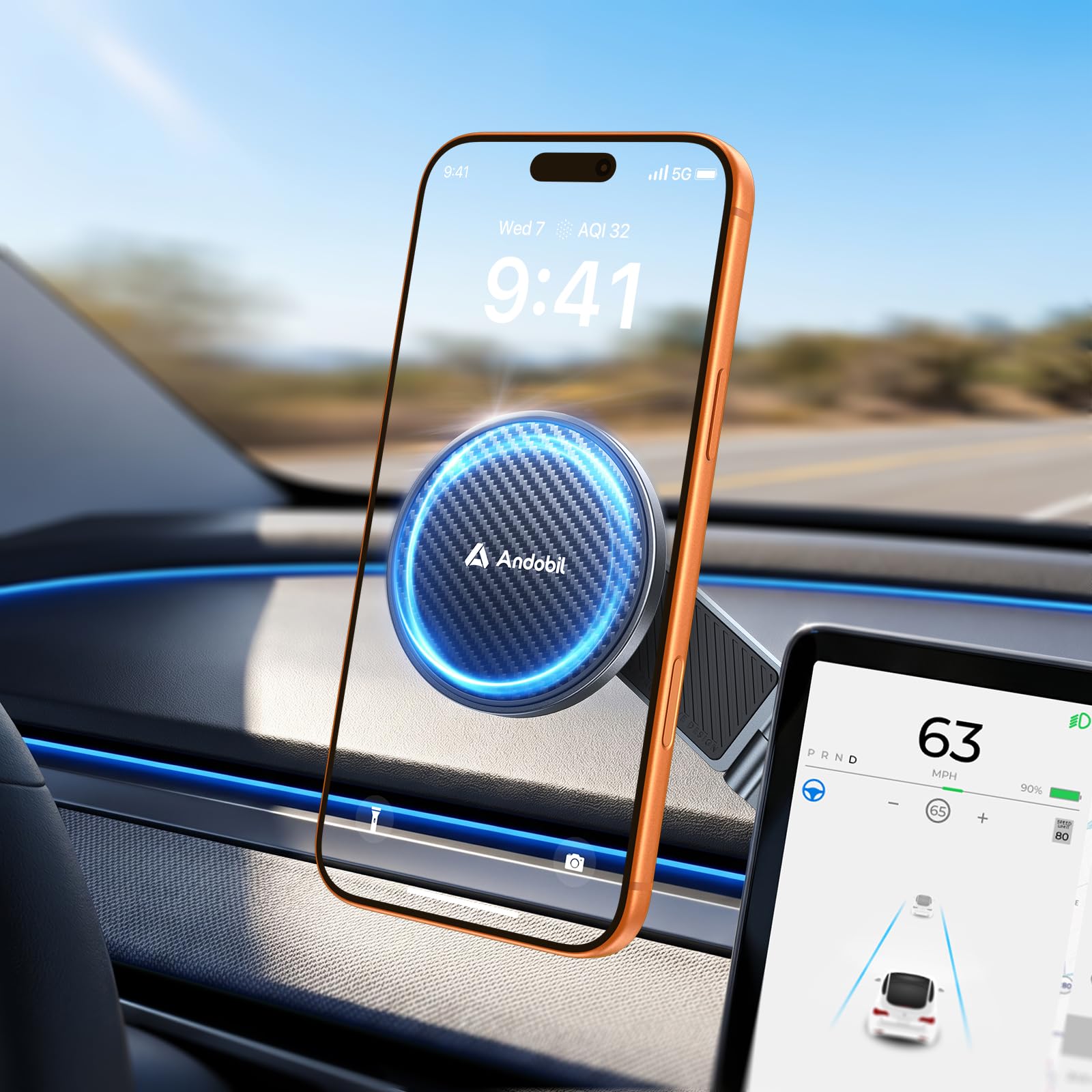 andobil Foldable MagSafe Phone Mount for Tesla Model 3 and Y