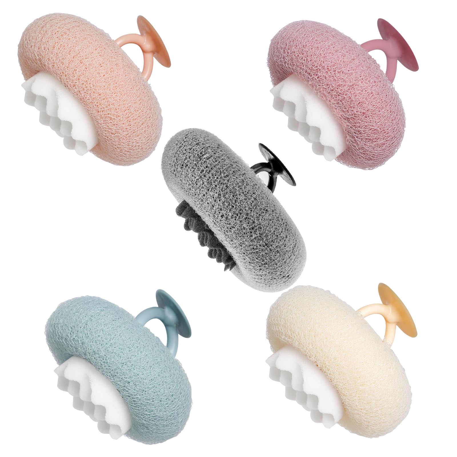 Super Soft Sunflower Suction Cup Bath Sponge loofah, 2026 Upgraded 2-in-1 Sunflower Ball Exfoliating Bath Sponge Cleaning Brush, Mesh Shower Body Sponge Accessories for Women, Men Shower (5 Color)