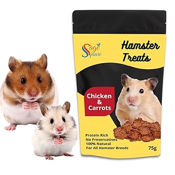 Sage Square Chicken & Carrot Hamster Treat, Crunchy Protein Rich Snack, No Preservative, 75g