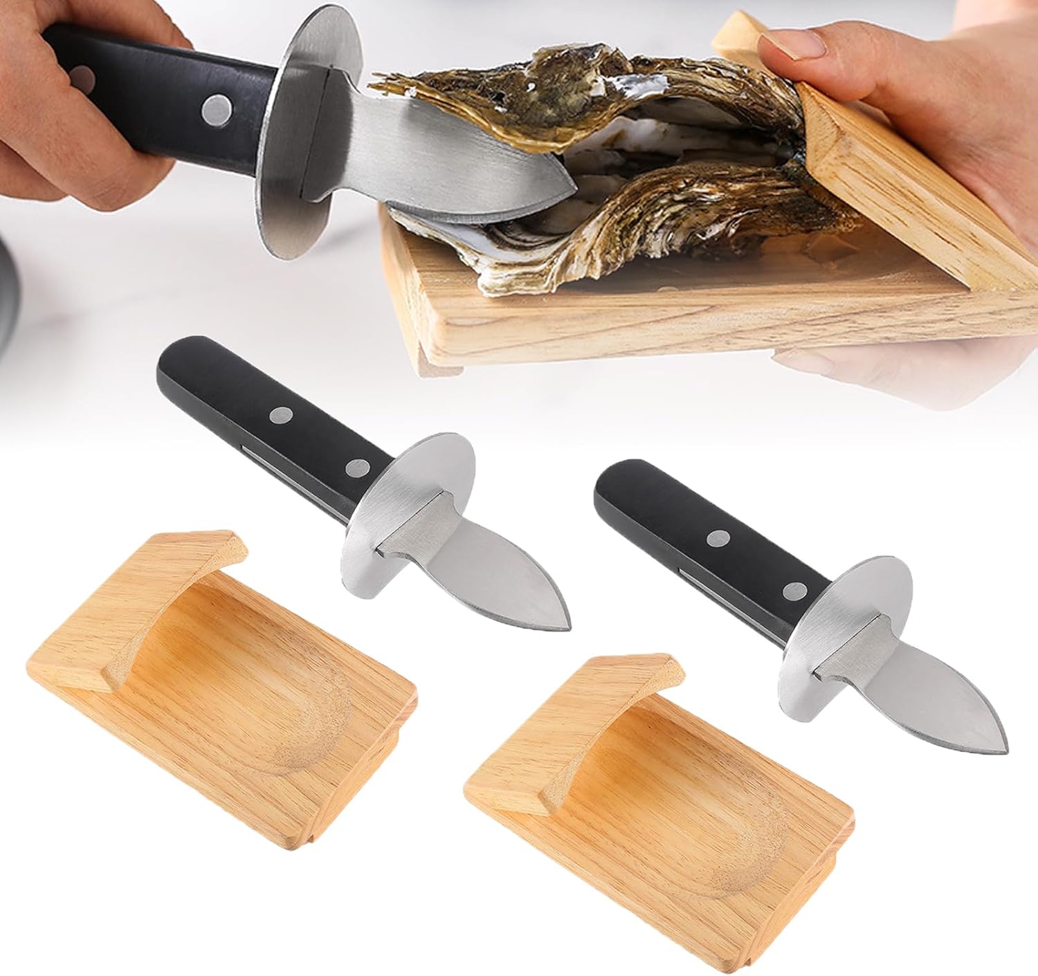 Oyster Shucking Clamp, 2PCS Oyster Shucking Knife & Clamp