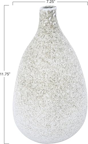 Miniatura 2 de Creative Co-Op Jarrón de terracota de textura mediana con parte superior estrecha y acabado envejecido, 11.75 pulgadas, color crema