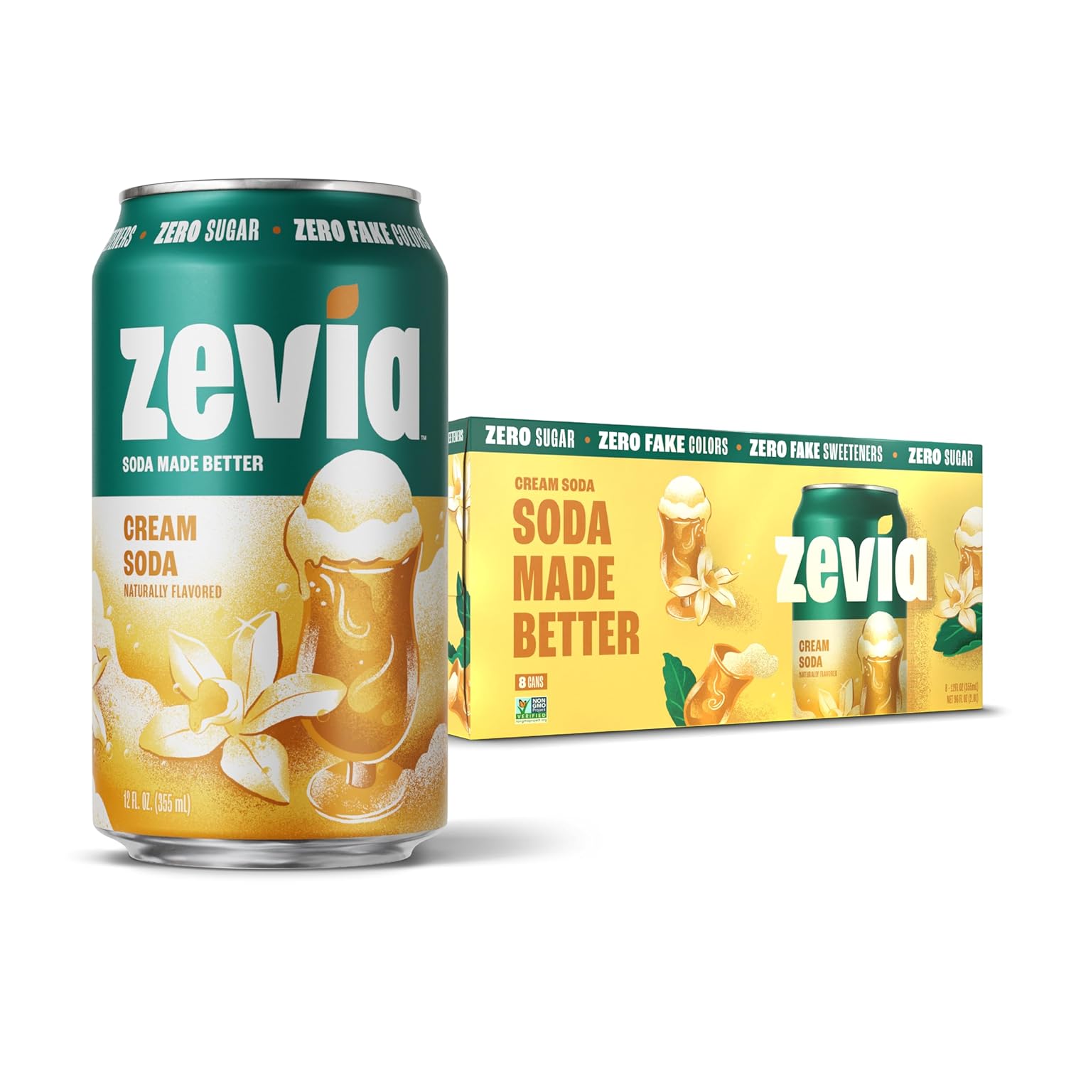 Zevia Zero Sugar Soda, Black Cherry, 16 oz Cans (12-Pack) – Naturally Sweetened, Non-GMO Project Verified, Gluten-Free, Vegan