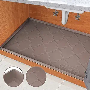 SIKADEER 28" x 22" Under Sink Mat Waterproof, Silicone Mat Kitchen Drawer Shelf and Cabinet Liner, Sink Protector for Kitchen Organizers and Storage, Boot Tray Pet Food Mats