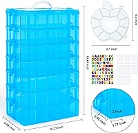 Vista 3 de INSCRAFT - Contenedor apilable de almacenamiento de 7 capas, 70 compartimentos ajustables (Azul) Contenedor apilable de almacenamiento, perfecto