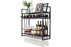 Wall Mounted Bar Table with Glass Holder Storage