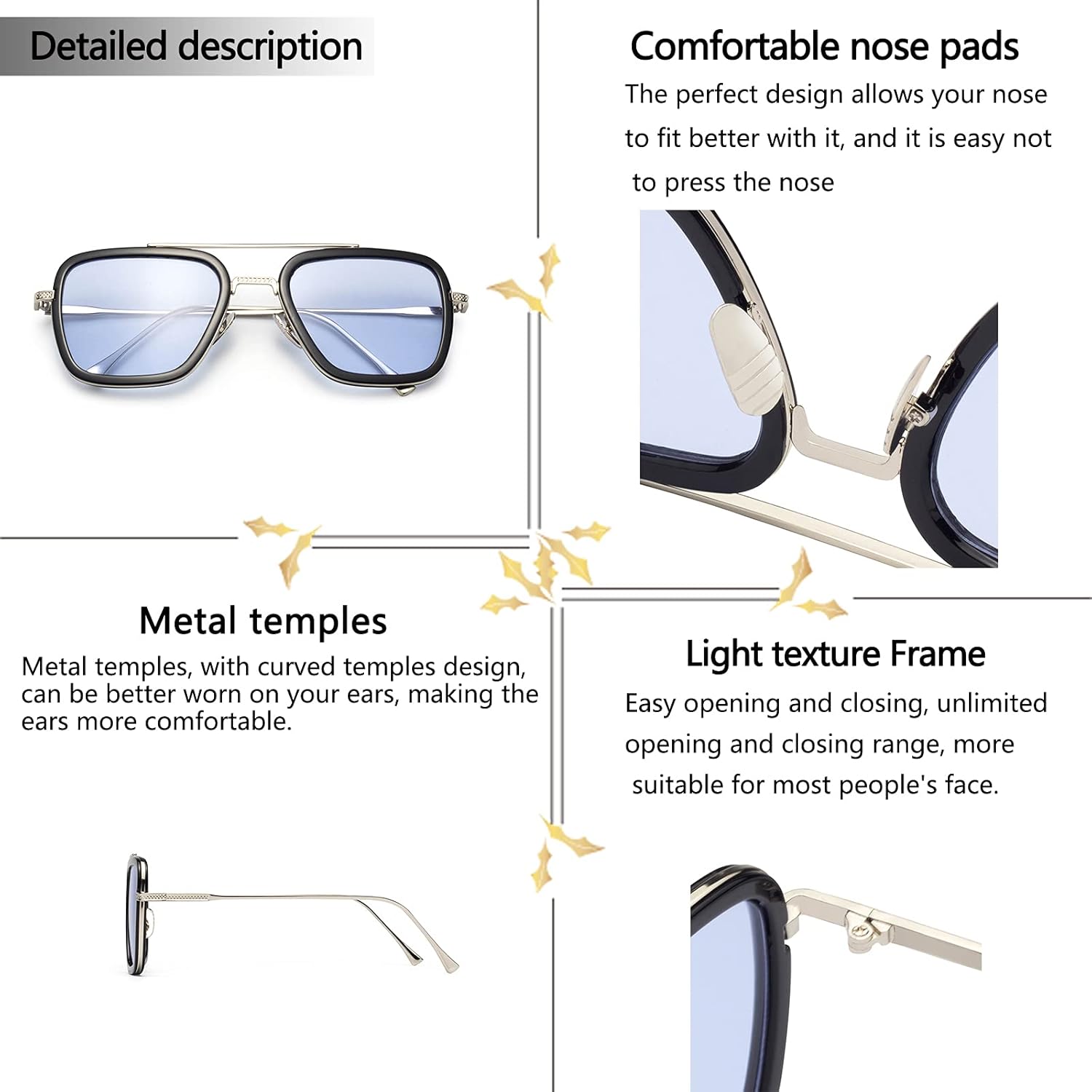 Miniatura 4 de YIJIA-YOUNG Tony Stark - Lentes de sol polarizados de material metálico para hombres y mujeres Iron Man y Spider-Man