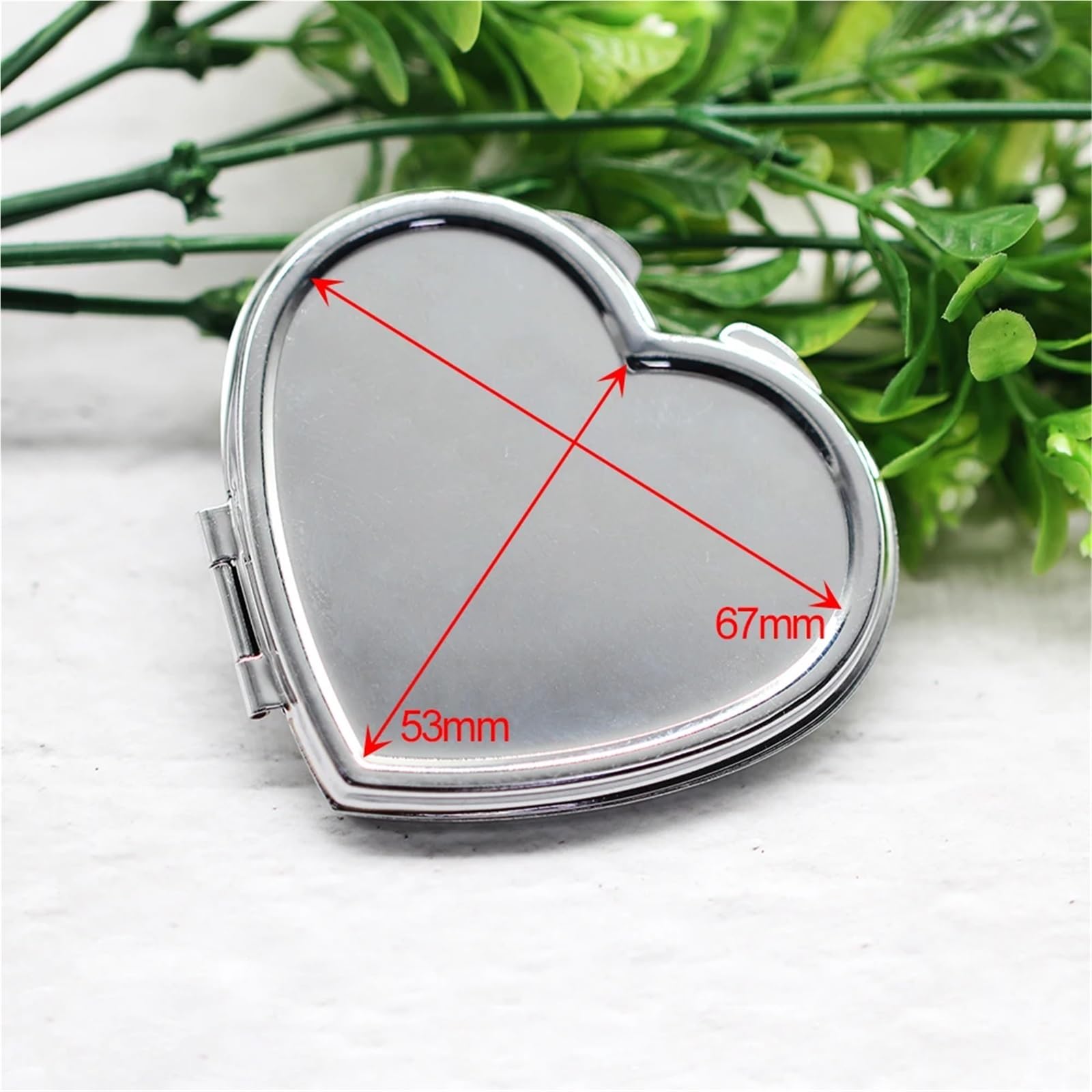Specchietto Trucco 5pcs 67mm Heart Shape Folding Compact Mirror Pocket Makeup For DIY Jewelry Accessories Making(Bronze)