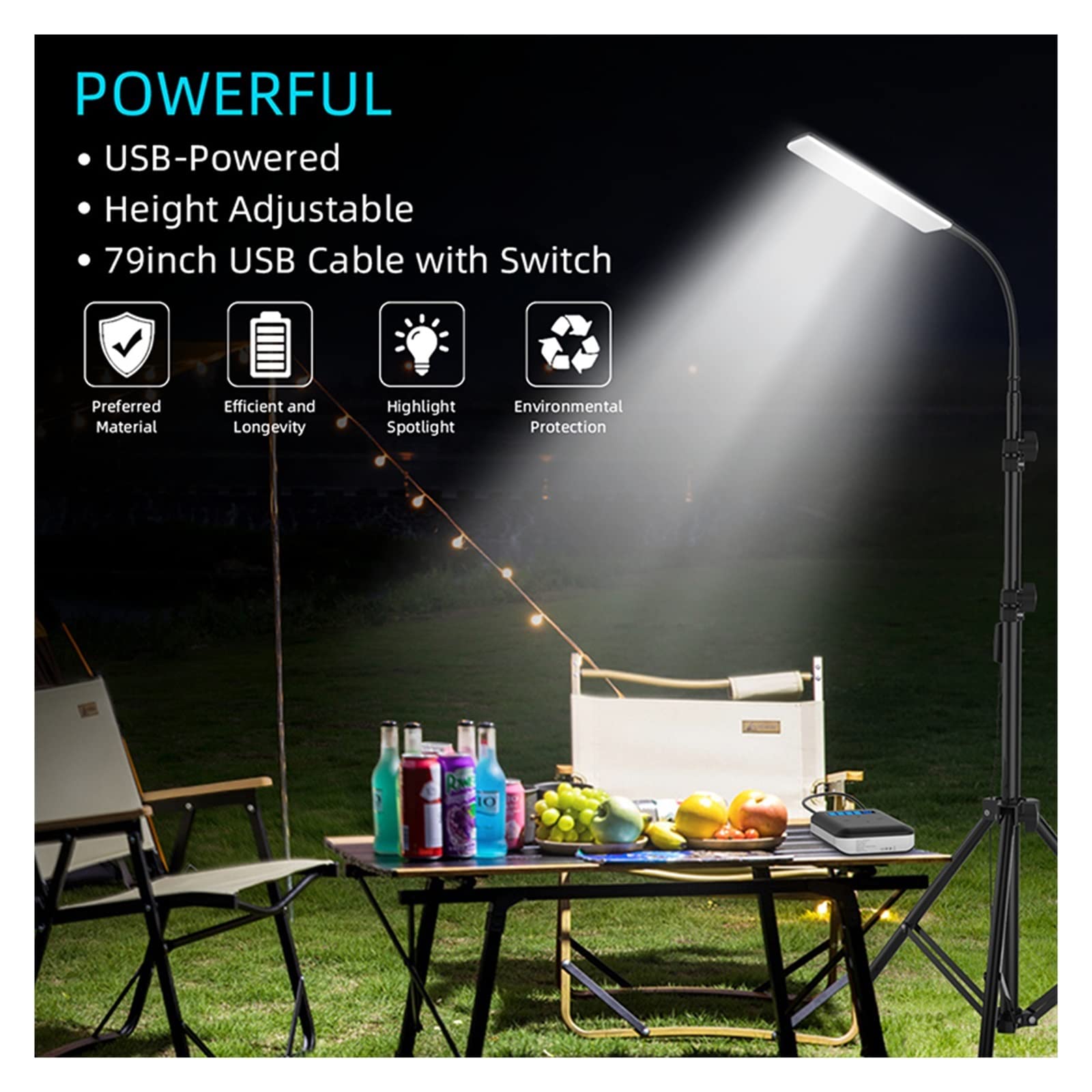 Solarna lampa uliczna, Składana zewnętrzna przenośna latarnia kempingowa LED z regulowanym statywem do grillowania na świeżym powietrzu Camping Piknik Lampa oświetleniowa na żywo na ulice