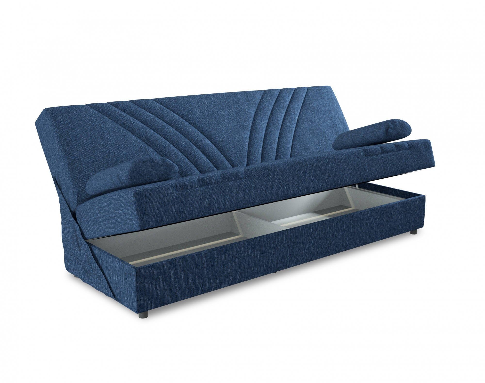 Dmora Divano Letto 3 Posti Ramon 81x181 cm Nero Contenitore Reclinabile, Posti a Sedere 3
