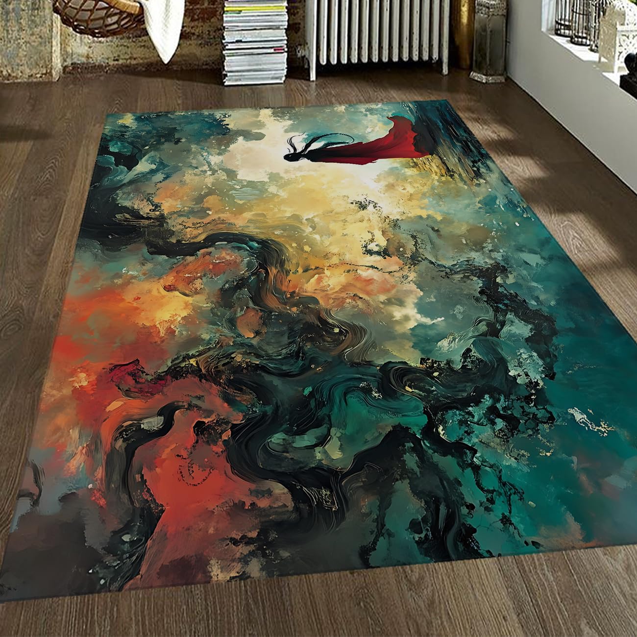 Tapis abstrait moderne lavable 140x180cm décoration intérieure de couloir