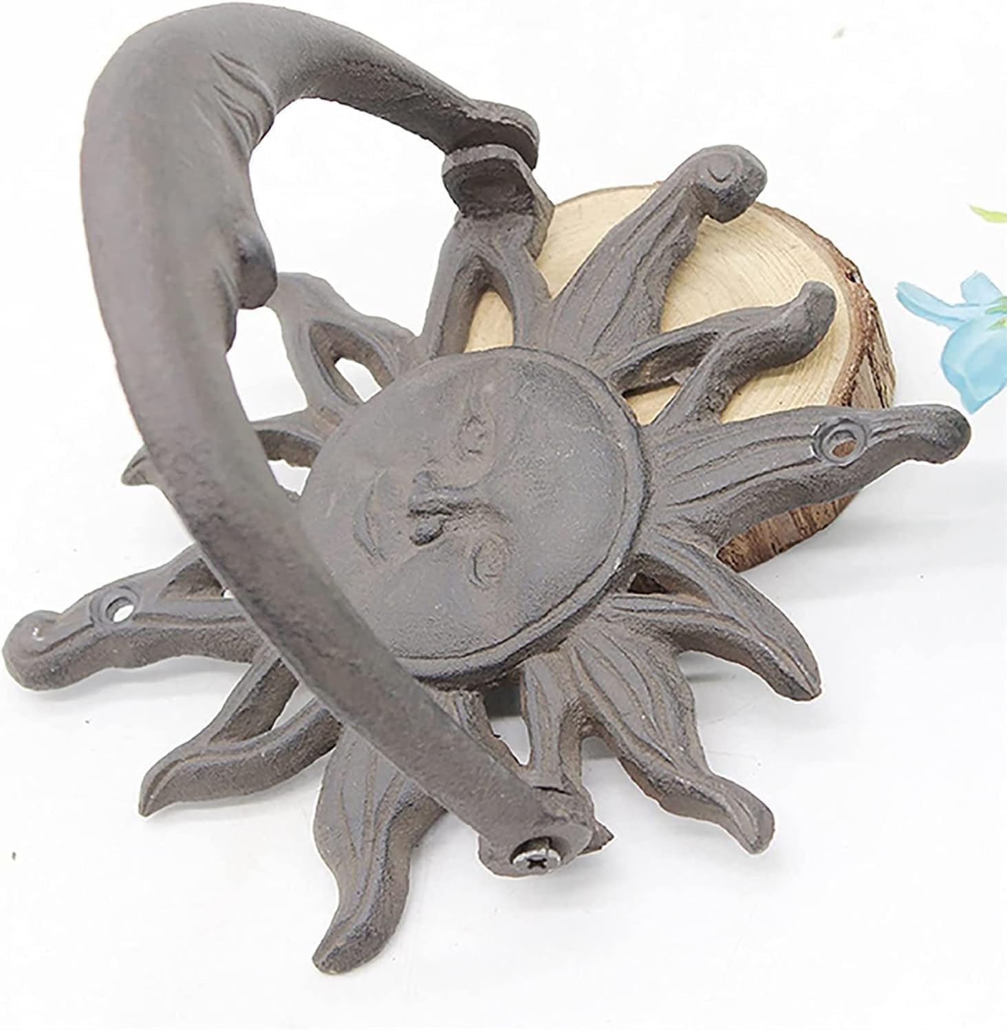 Door Knocker Cast Iron Door Knocker Vintage Small Sun and Moon Door Knock Classical Door Handle for Outside/Courtyard Door Ring Knocker Unique