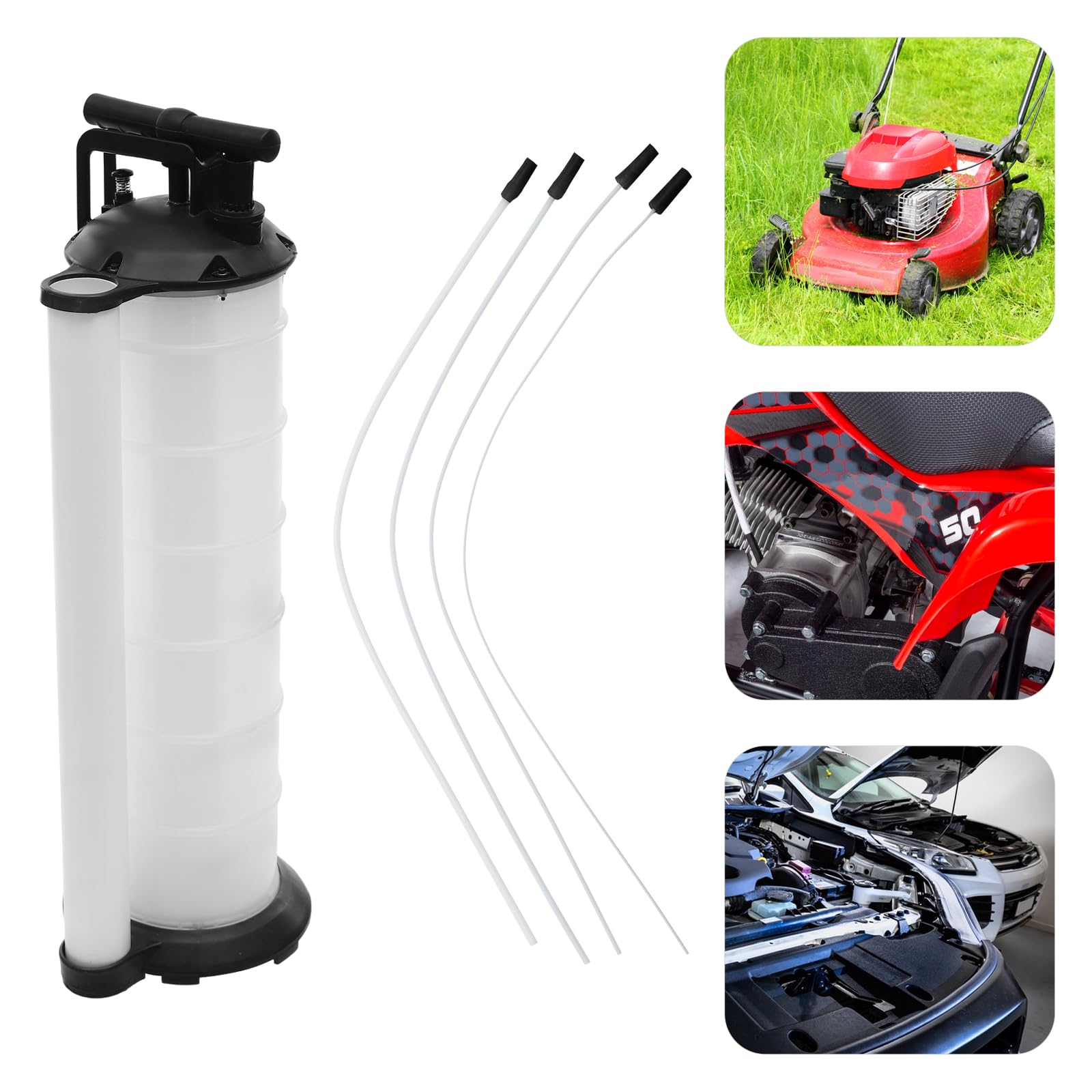 Bomba de extracción de aceite manual de 6,8 L, bomba de extracción de aceite con 4 mangueras, bomba de mano, bomba de extracción, para coches, motos, cortacésped, barcos, barcos a motor
