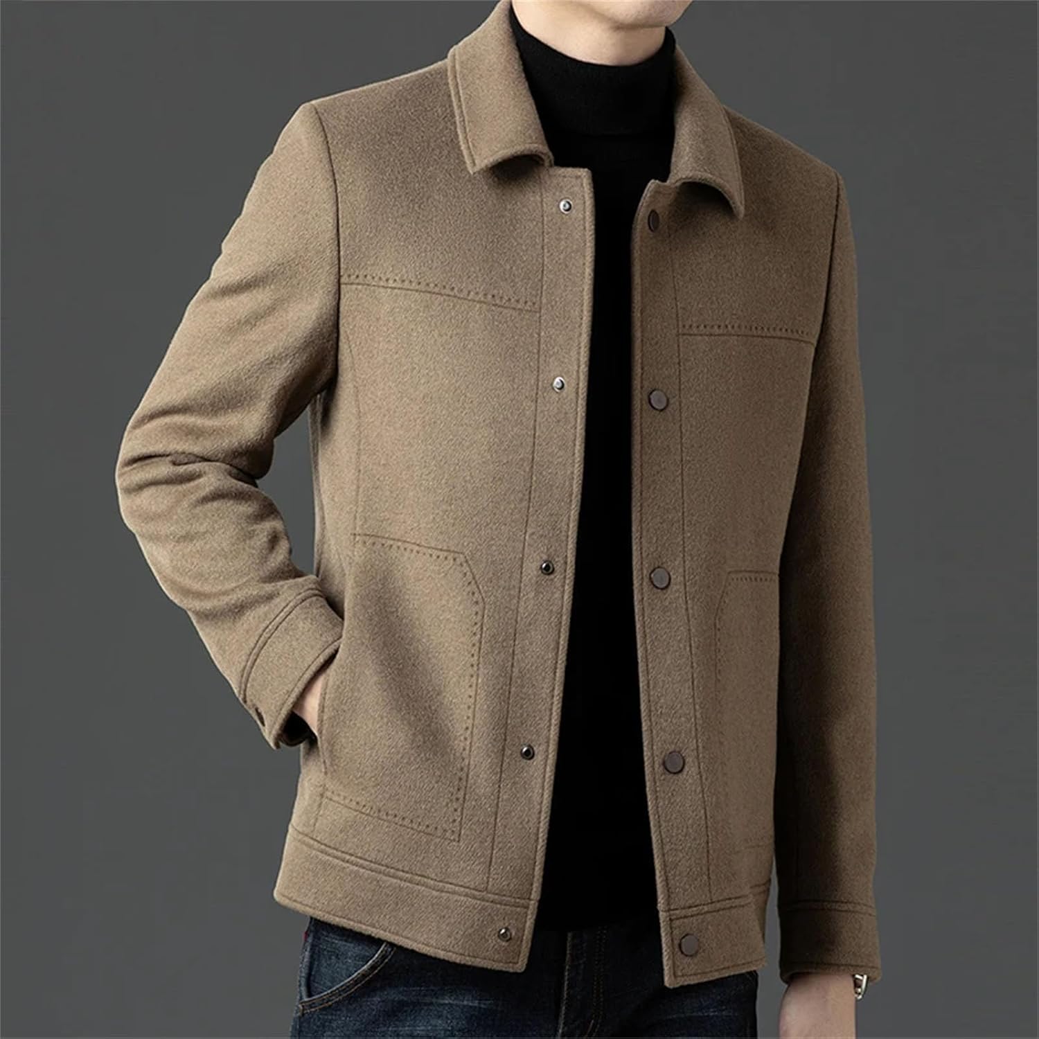 Mens Winter Wool Jackets Fashion Business Casual Thickening Coat Classic Business Style​Windproof Warm TrenchCoat