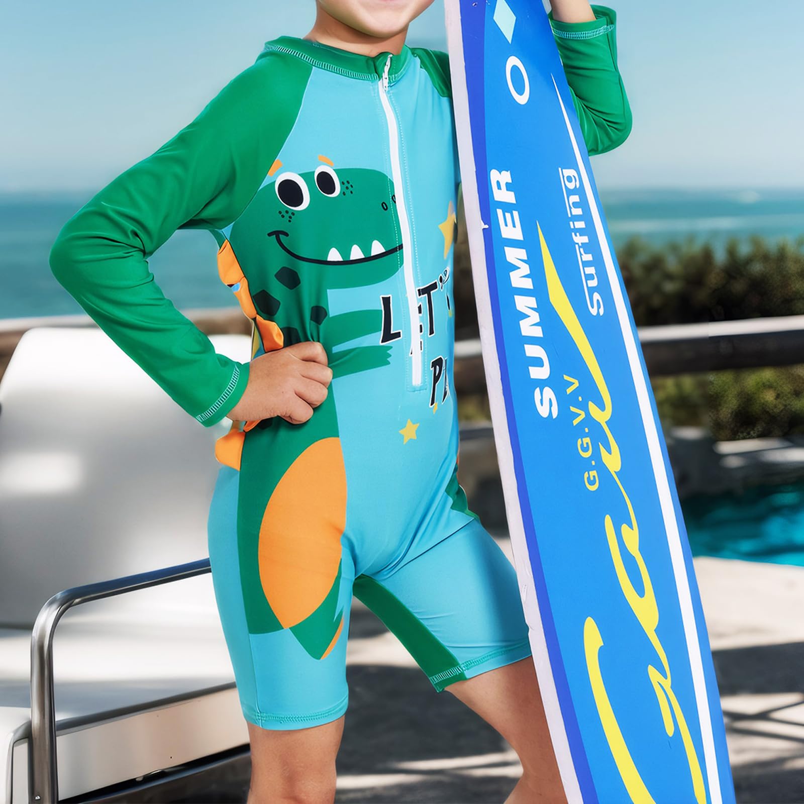 WYTbaby Costume da bagno intero a maniche lunghe, con cappello da sole, protezione UV, per bambini e bambine