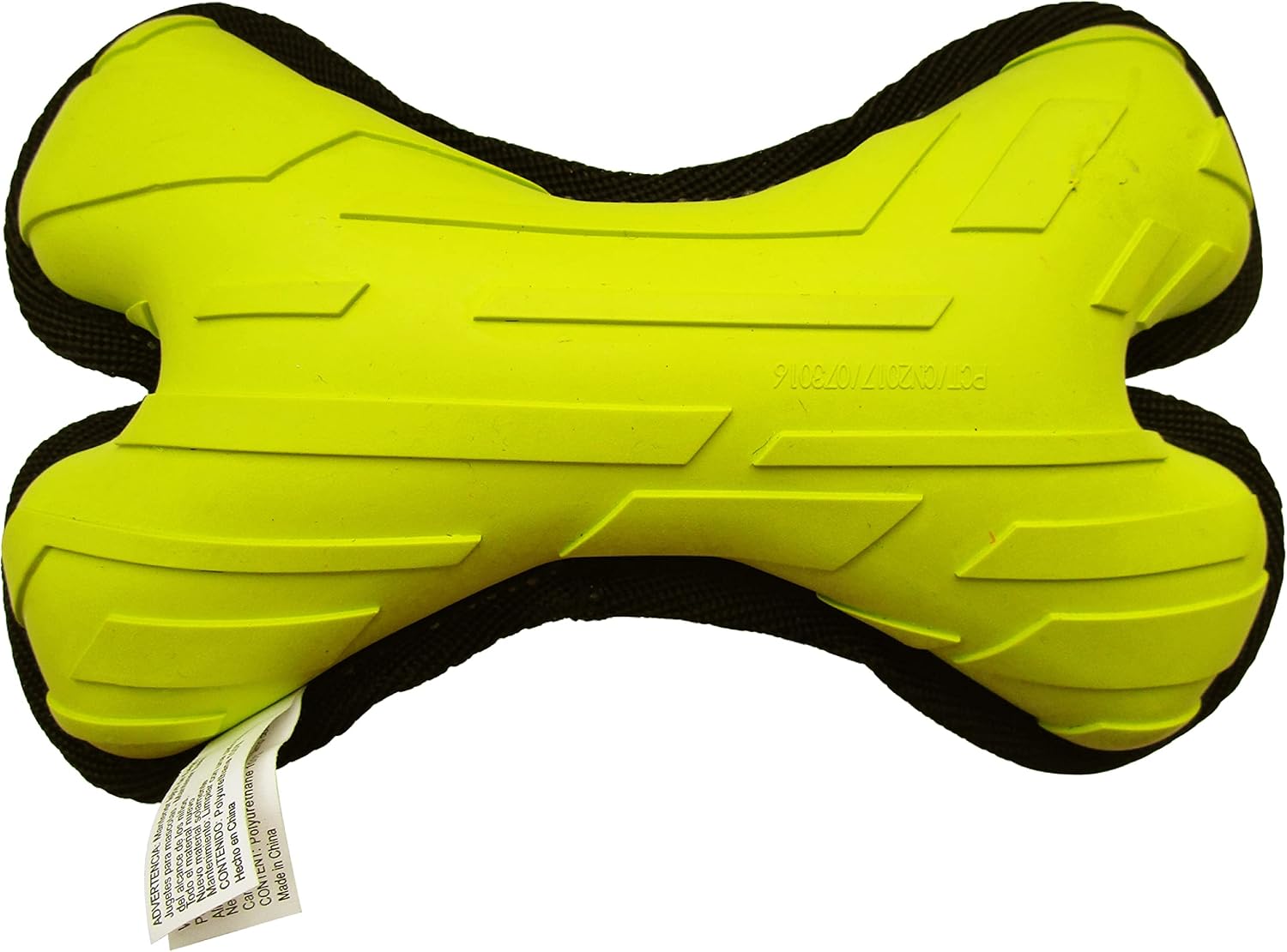 Nerf Dog Nylon Plush Bone Dog Toy, Lightweight, Durable and Water Resistant, 7.5 Inches, for Medium/Large Breeds, Single Unit, Green/Gray