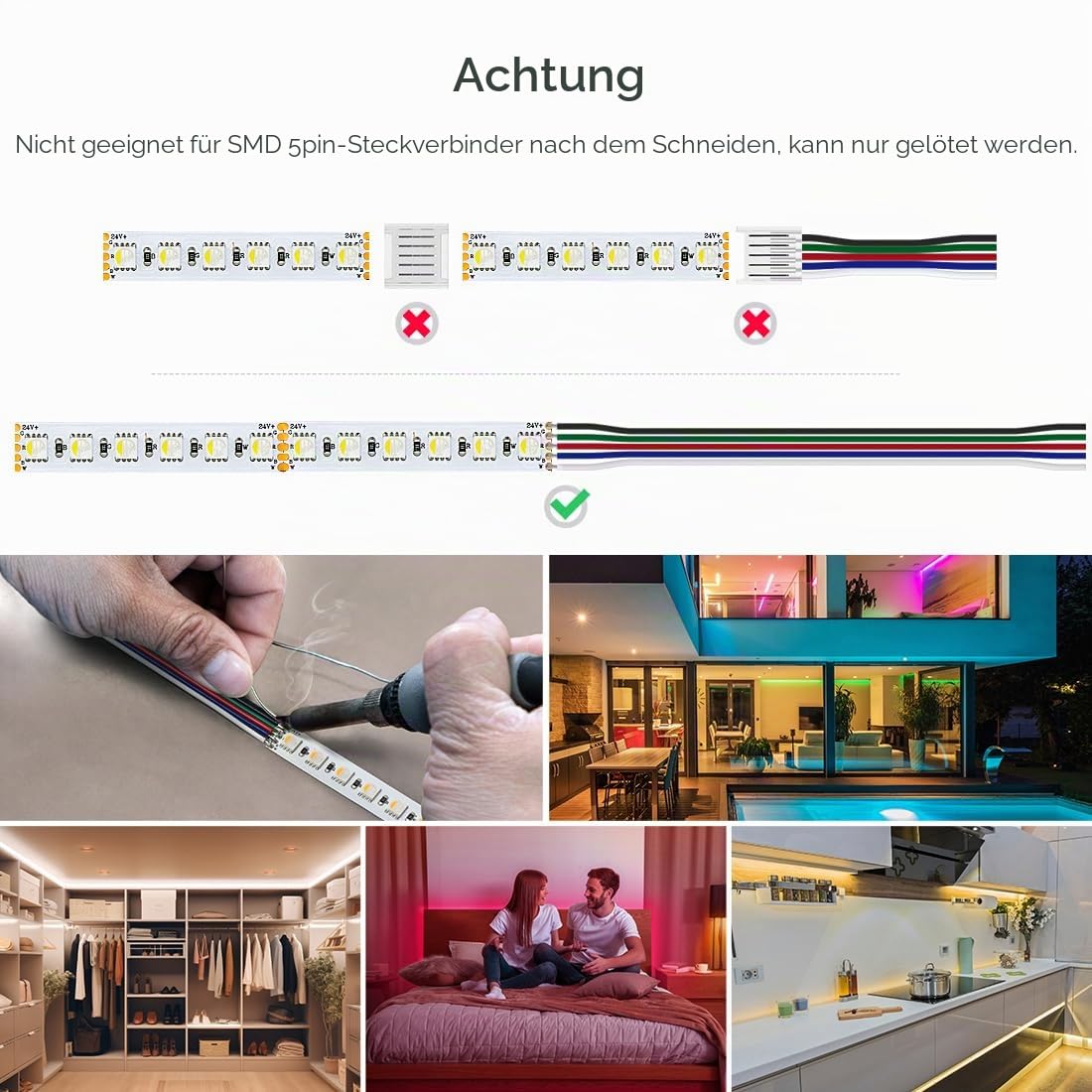 BTF-LIGHTING RGBWW LED Streifen 5050SMD LED RGB+Warmweiß 24V 5M 96LEDs/m