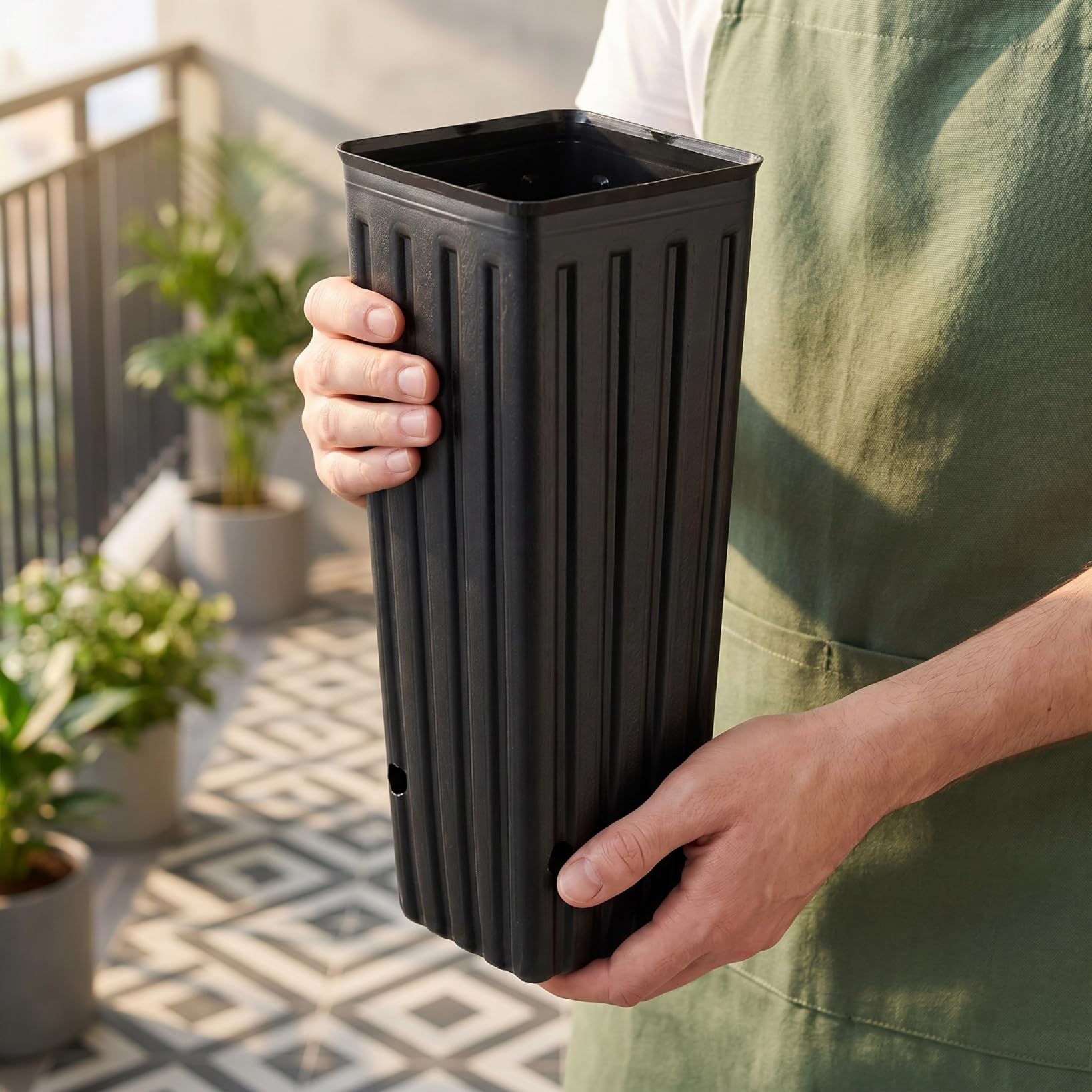 BESPORTBLE Lot de 50 Pots de Fleurs en Plastique Profonds, de 30,5 cm, Noirs, avec Trous de Drainage, pour Le Jardinage, 3 x 11 cm (l x H)