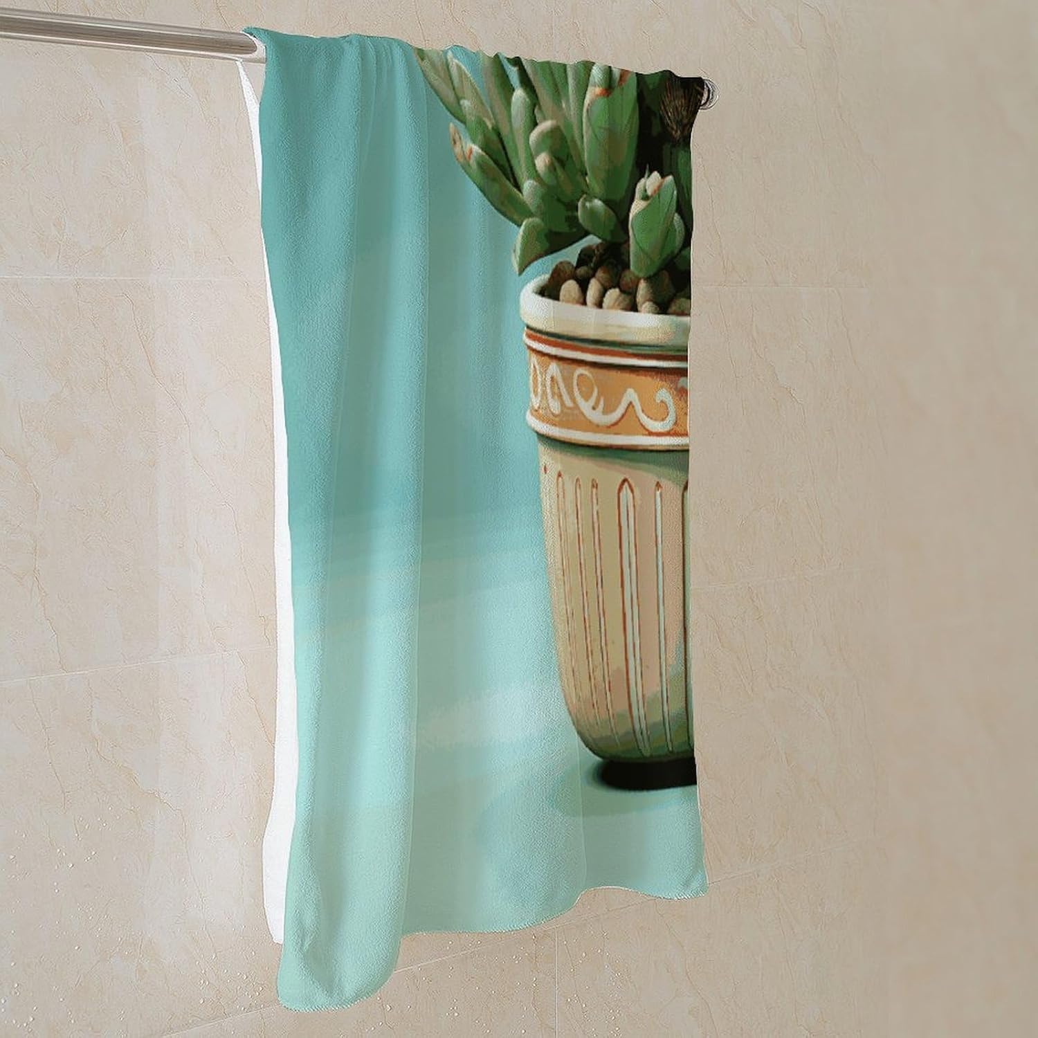 Cactus Flower Pot Towel Vacation Accessories Essentials Soft Lighterweight，Bath Towel for Adults Women Men，Bath Towels Gift for All Occasions, Machine Washable.