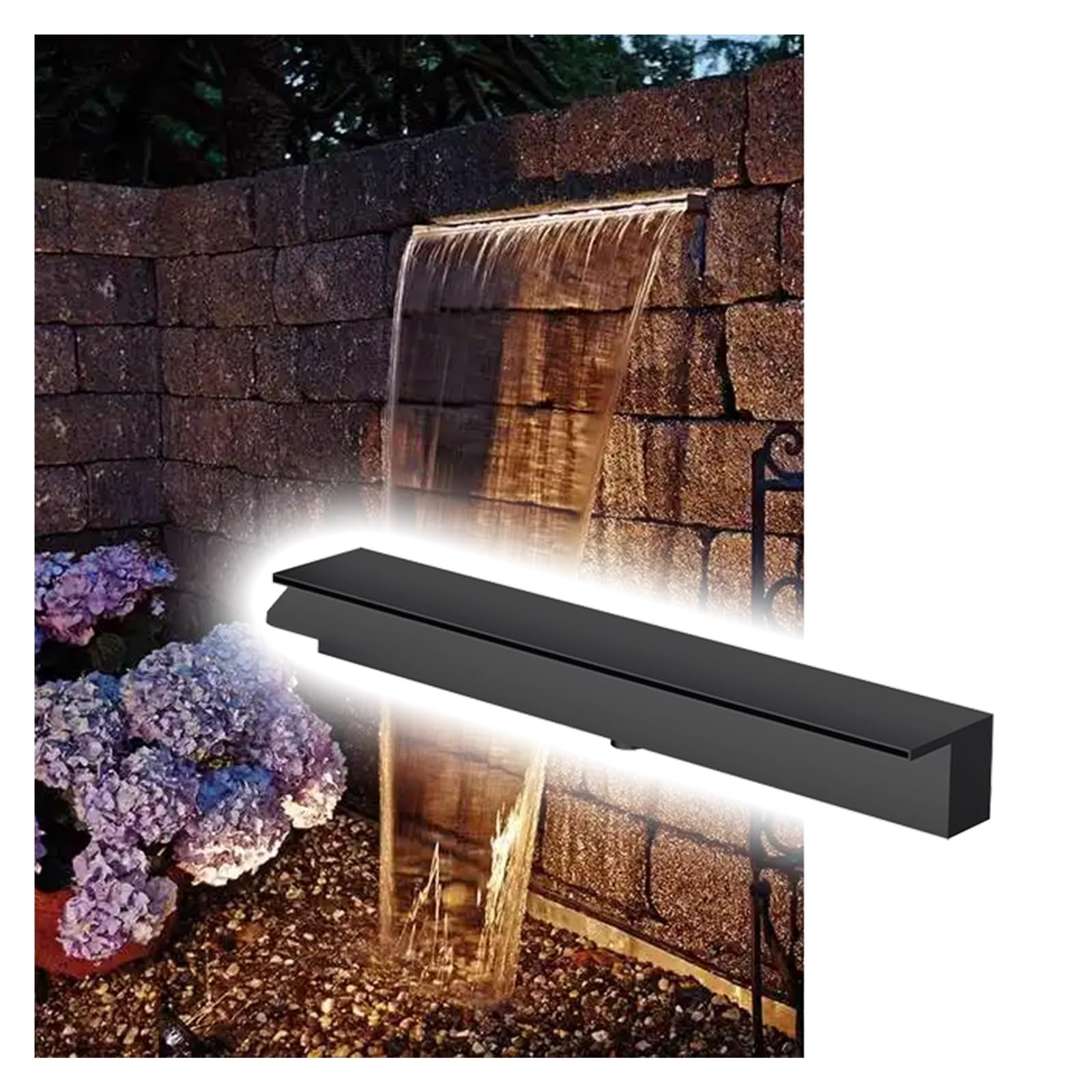 Fontana da parete in acciaio inox da 91,4 cm con cascata – Elegante fontana da esterno per giardino, patio, spa, balcone e stagni per pesci, design moderno con uscita spray
