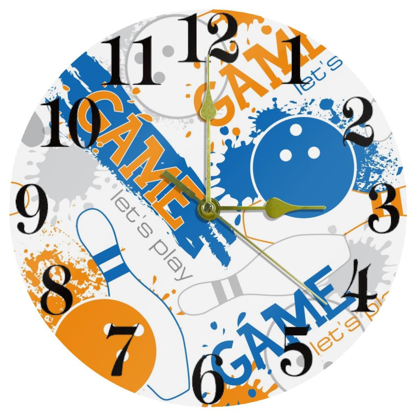 Horloge bowling grunge silencieuse à quartz pour une ambiance rétro sans tic-tac dans le bureau