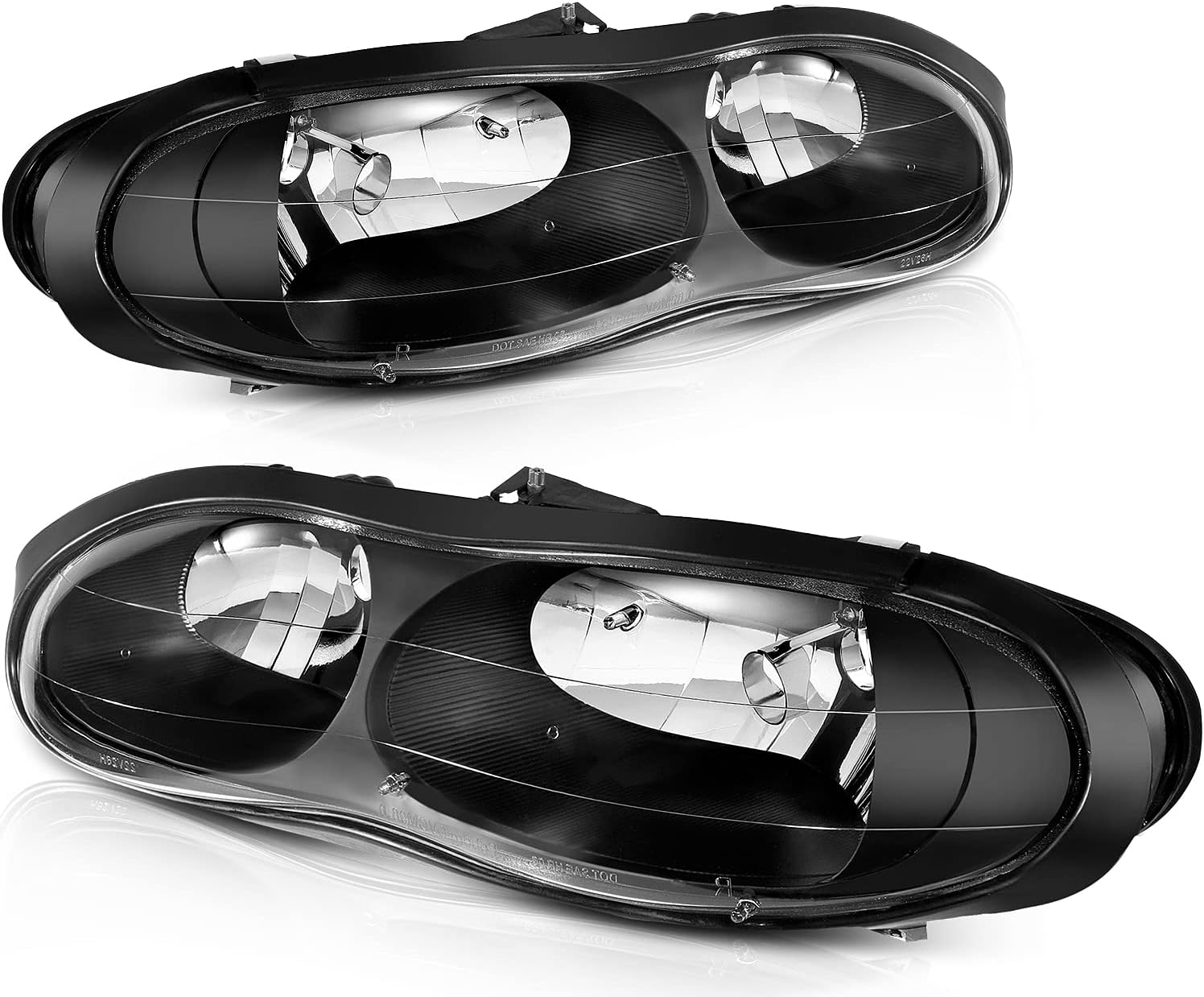 OCPTY Compatible For Chevrolet Camaro 1998-2002 Headlight Headlamps Black Housing Clear Reflector