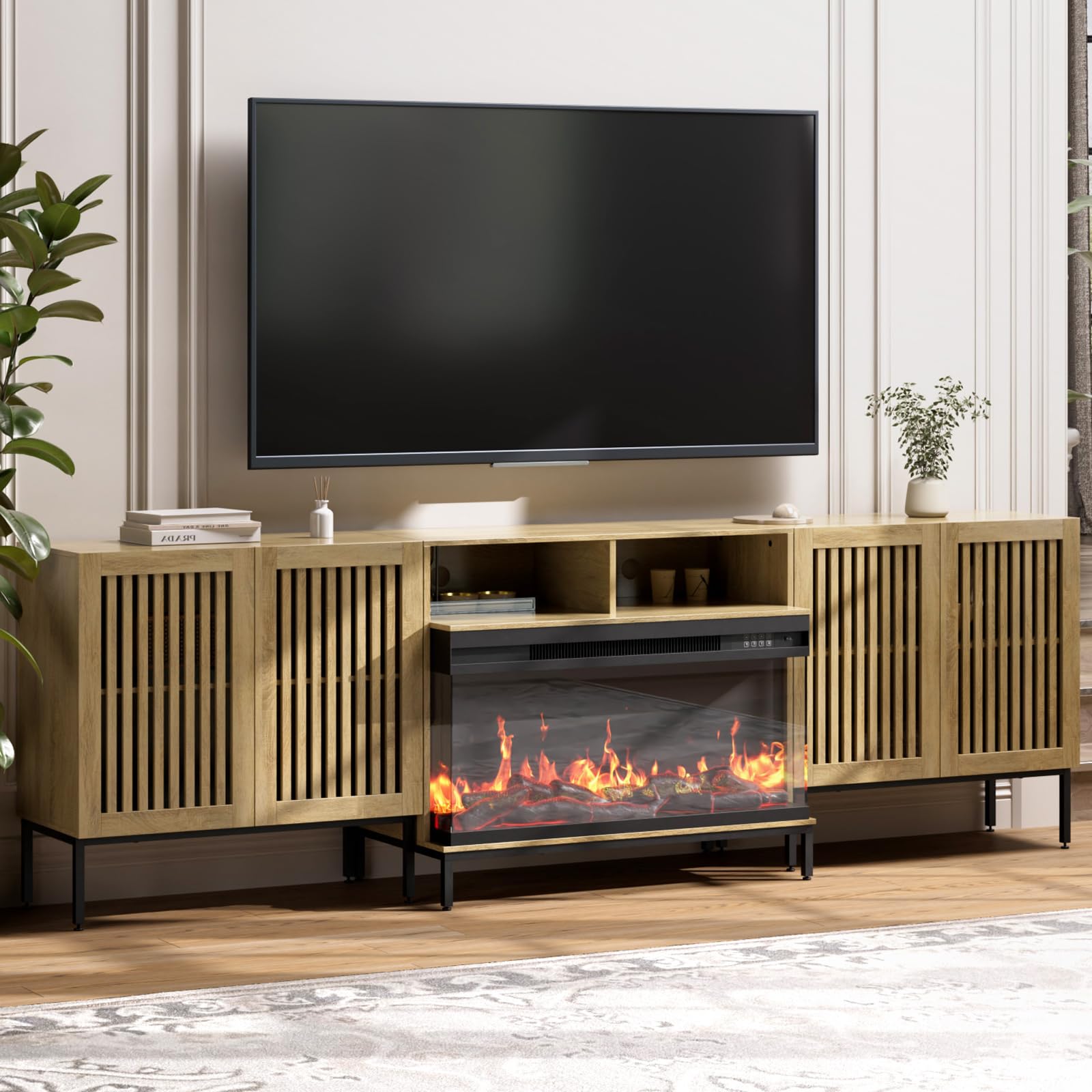 BVIUNTWO 3-Sided Fireplace TV Stand