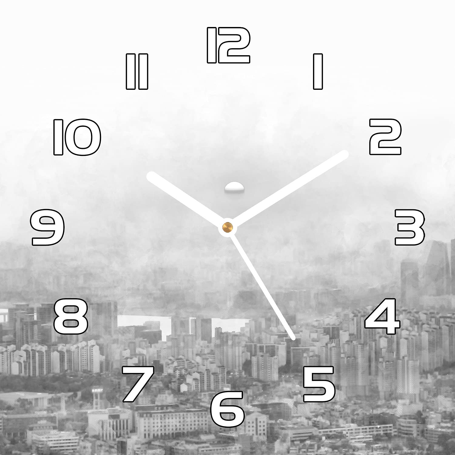 Horloge murale verre sécurité Coloray 30x30 cm tableau ville abstrait