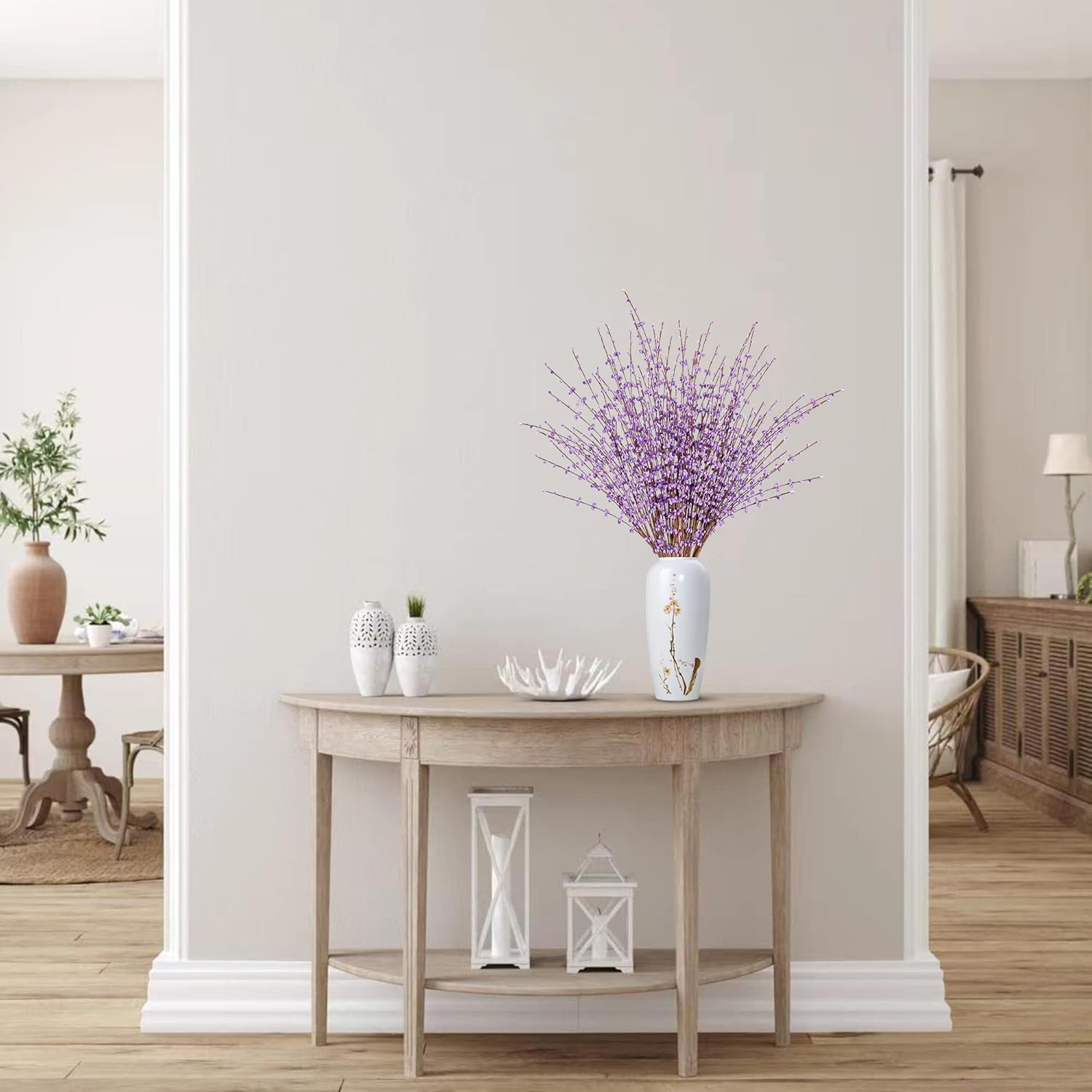 Sggvecsy 10 Pcs 29.5’’ Long Artificial Jasmine Flowers Tall Fake Flower Bouquet Faux Jasmine Plants Dry Branches for Wedding Home Party Office Hotel Restaurant Kitchen Decoration(Light Purple) - Image 2