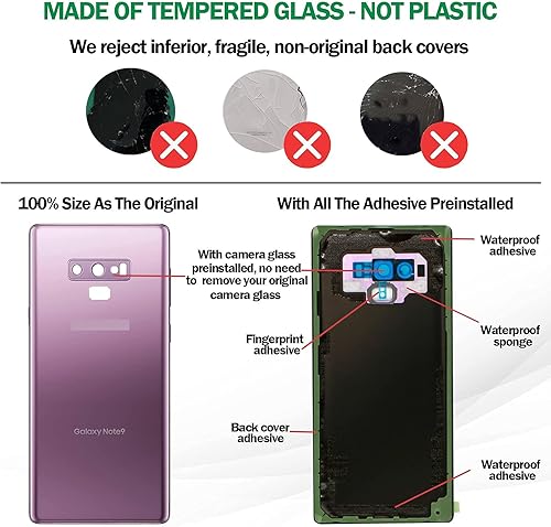 Miniatura 4 de Galaxy Note 9 - Carcasa de repuesto para Samsung Galaxy Note 9 con lente de cámara preinstalada+manual de instalación (idioma español no
