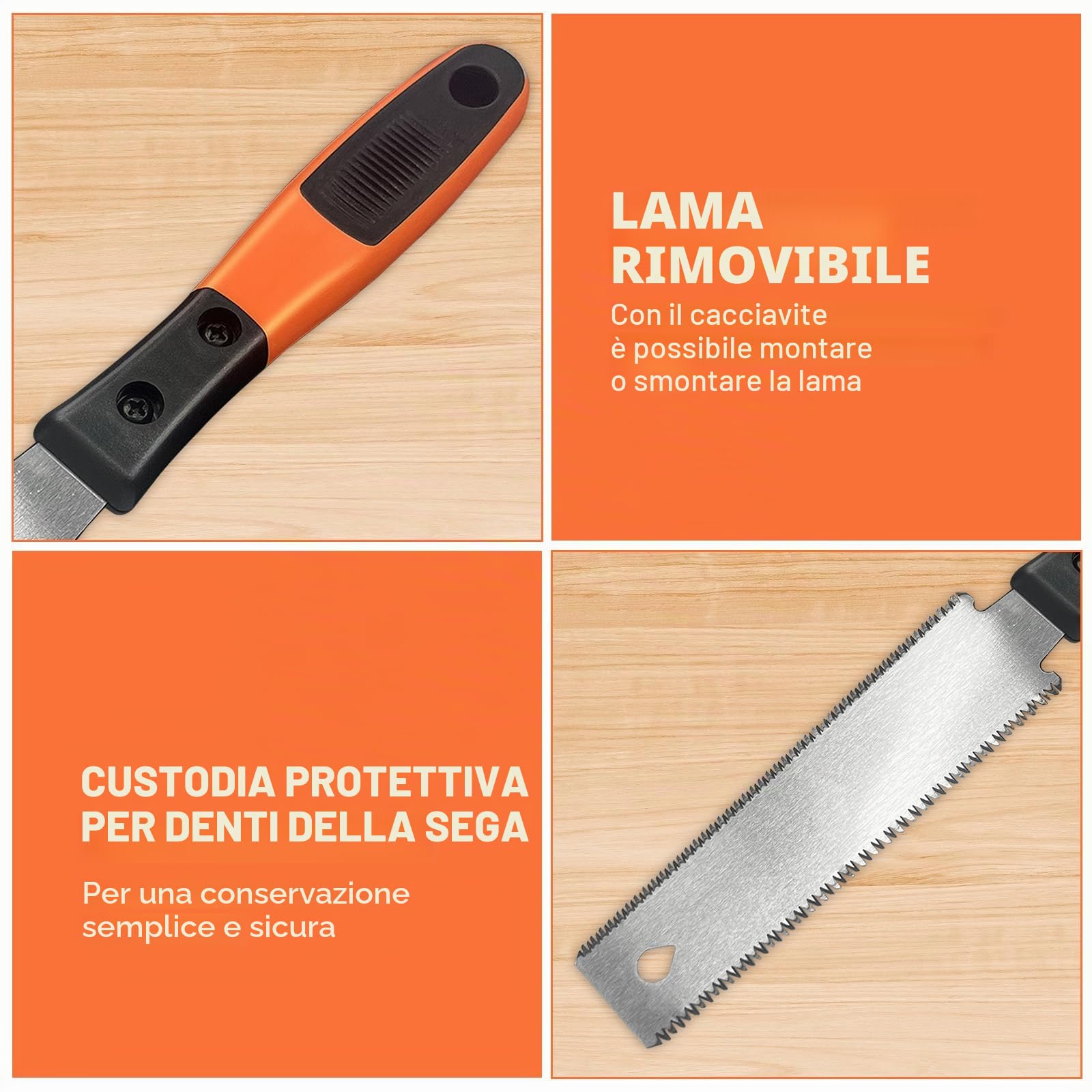 Sega giapponese per Legno, Seghetto Manuale Piccola con Lama a dOppio Taglio, Impugnatura Antiscivolo in Acciaio al Carbonio, Perfetta per Falegnameria e fai da te SURFOU