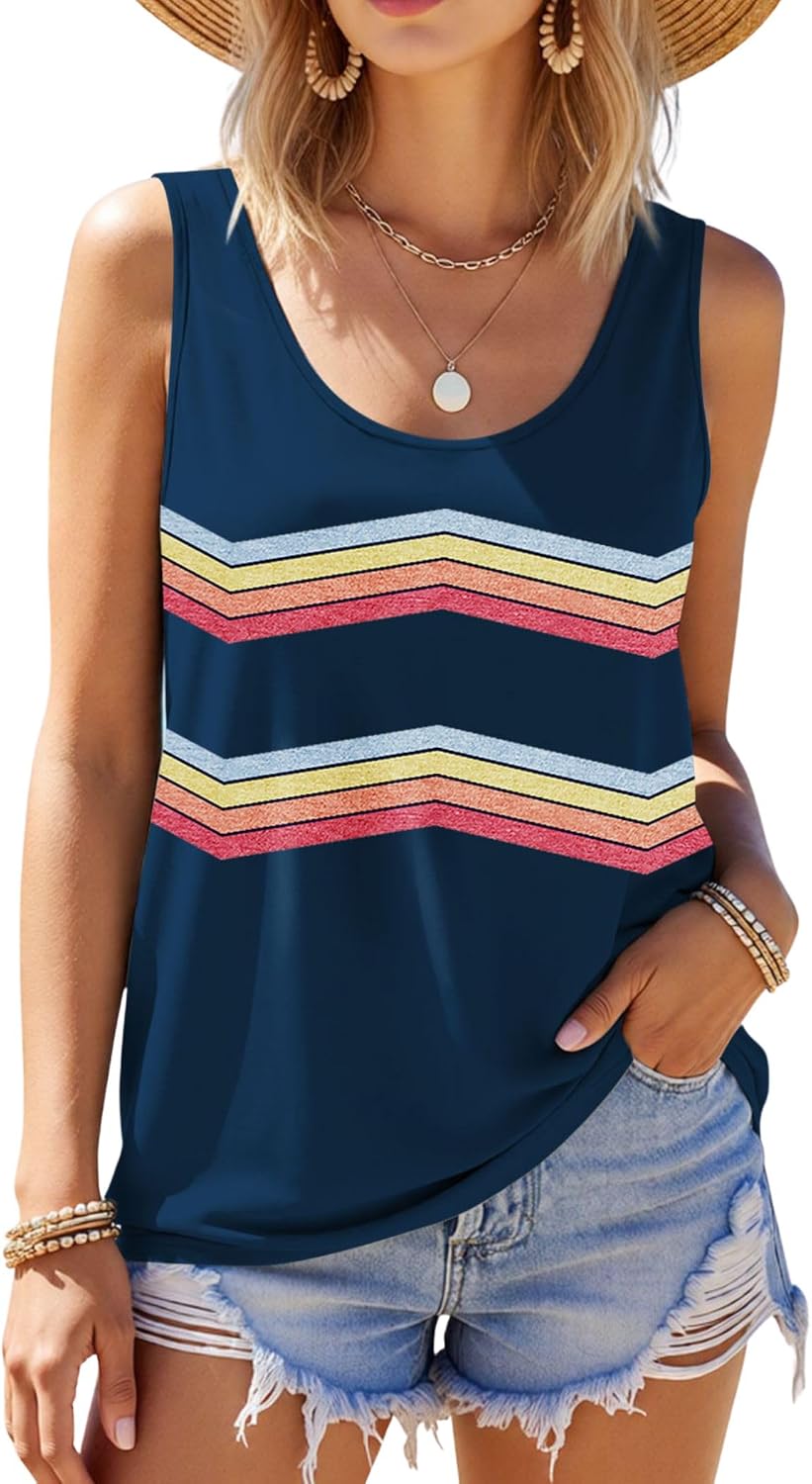 GUNEST Sleeveless Tank Tops for Women Soft Tunic Loose Fit Casual Shirt