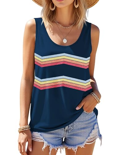 GUNEST Sleeveless Summer Tops for Women Loose Fit Casual Tunic Tank Shirts