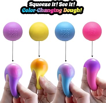 Schylling Needoh Teenie Color Change Needoh - Sensory Squeeze Toy - 4 Pack