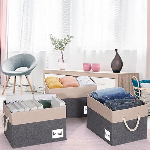 Miniatura 7 de ASXSONN Contenedores de almacenamiento extra grandes, canastas de almacenamiento plegables para estantes, contenedores de almacenamiento de armario