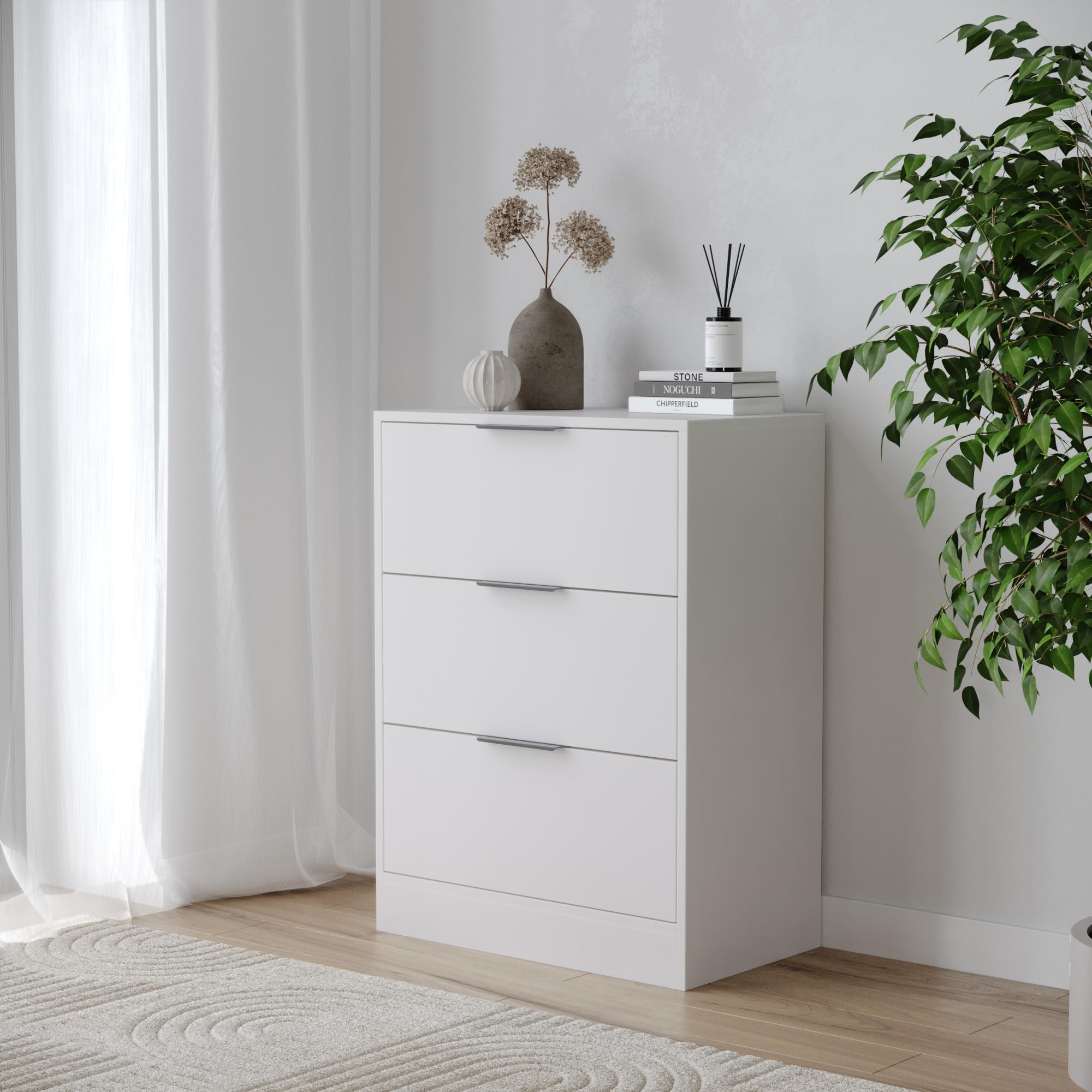 URBNLIVING 60/80cm Chest of 3 Drawers Compact Storage Bedside Cabinet Bedroom Furniture