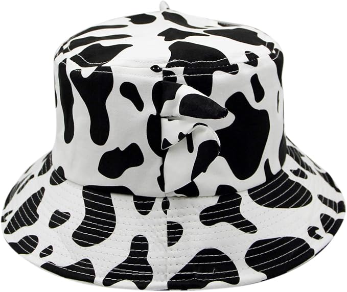 Women Cotton Cow Print Bucket Hat 