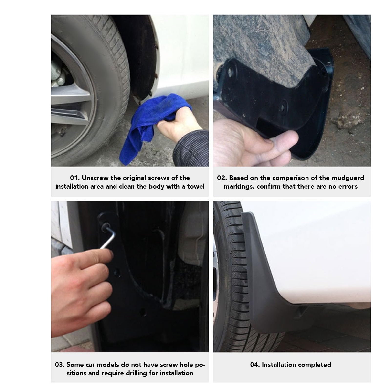 Universal Front & Rear Rubber Mud Flaps Set Of 4 - Car Truck SUV Splash Guard Protection 2 thumbnail image