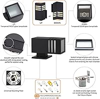 Vista 3 de Farol de pared para exteriores, lámpara exterior – Listado ETL, aluminio antioxidante, impermeable, montaje en pared, diseño rectangular – 1