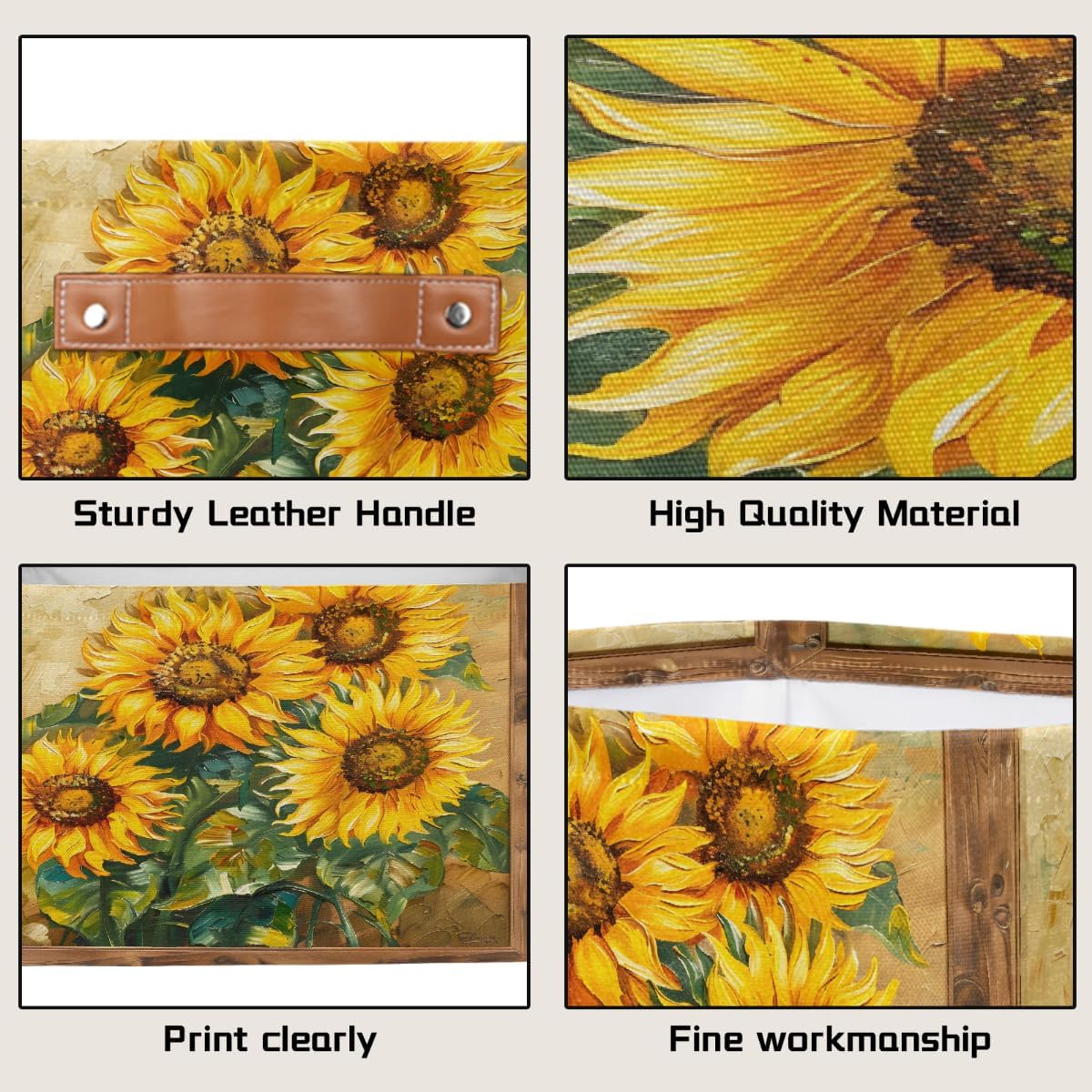 Small Storage Basket Foldable Flower Sunflower Preety Cube Organizer Bin with Handles Kids Toy Organizer Box Collapsible Fabric Hamper for Nursery Living Room Bedroom Decort Gifts