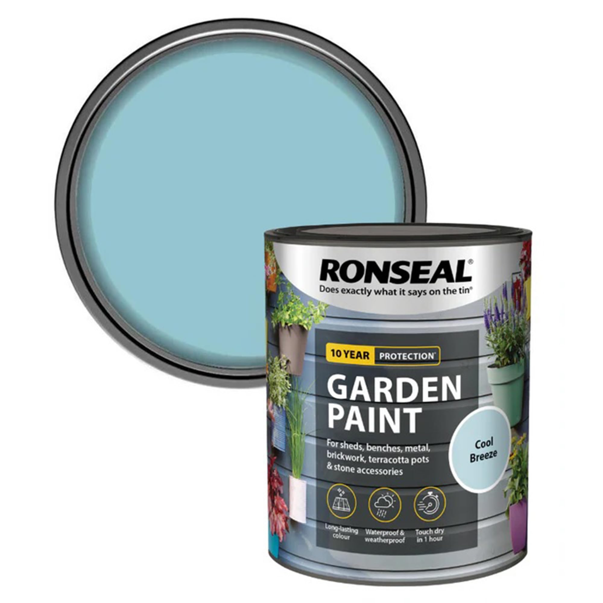 AOC24 Garden Fence Paint 750ml – Multi-Surface Exterior Paint for Wood, Brick, Metal, Stone & Terracotta – Waterproof, Resists Fading, Matt Finish for Sheds, Fences, Garden Furniture Cool Breeze