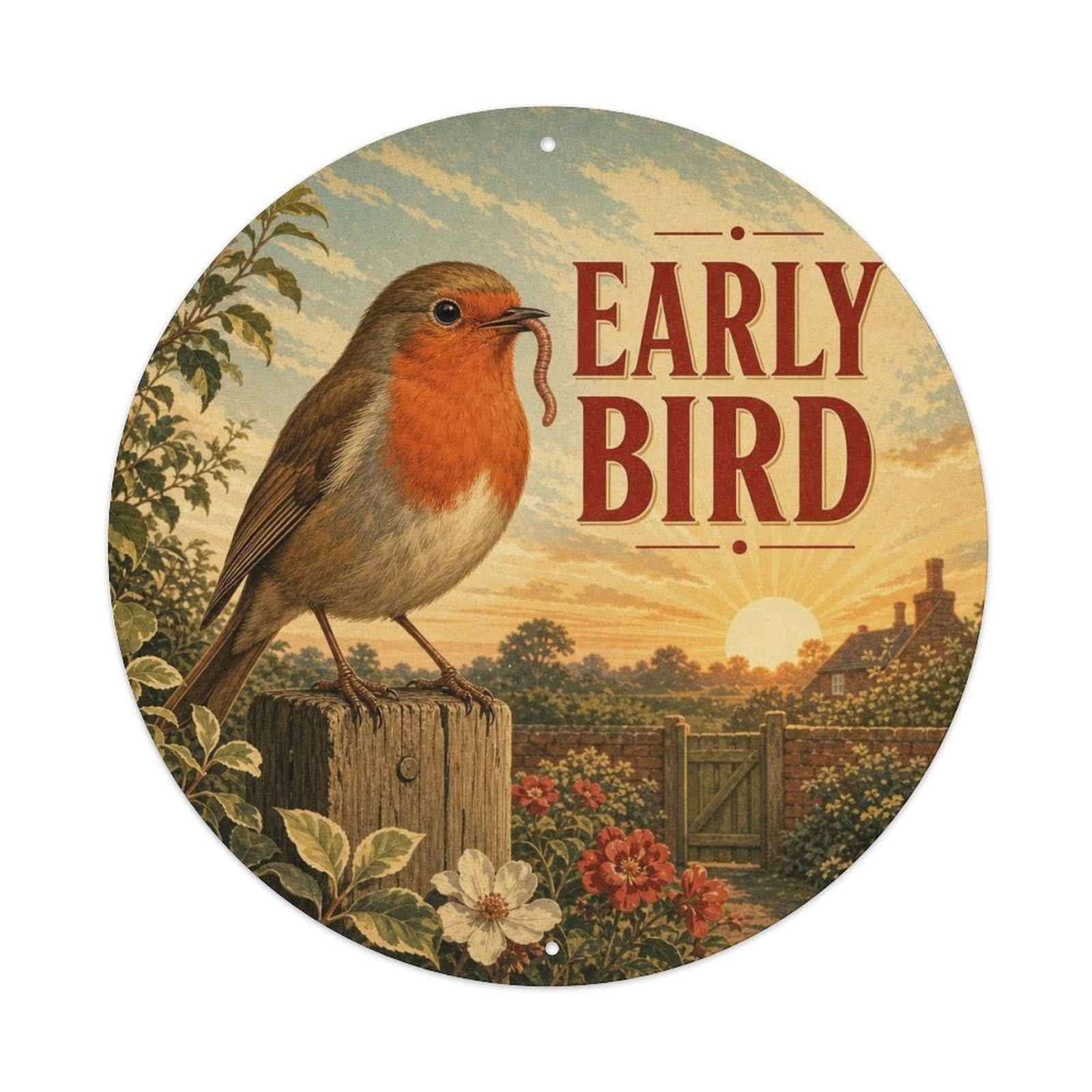 Okngb Style Robin Sticker Pose Comic Bird Classic Cartoon Pop Metal Tin Sign Plaque Wall Decor For Cafe, Man Cave, Club Bar, Office, Home Garden Round Metal Poster 8X8inch