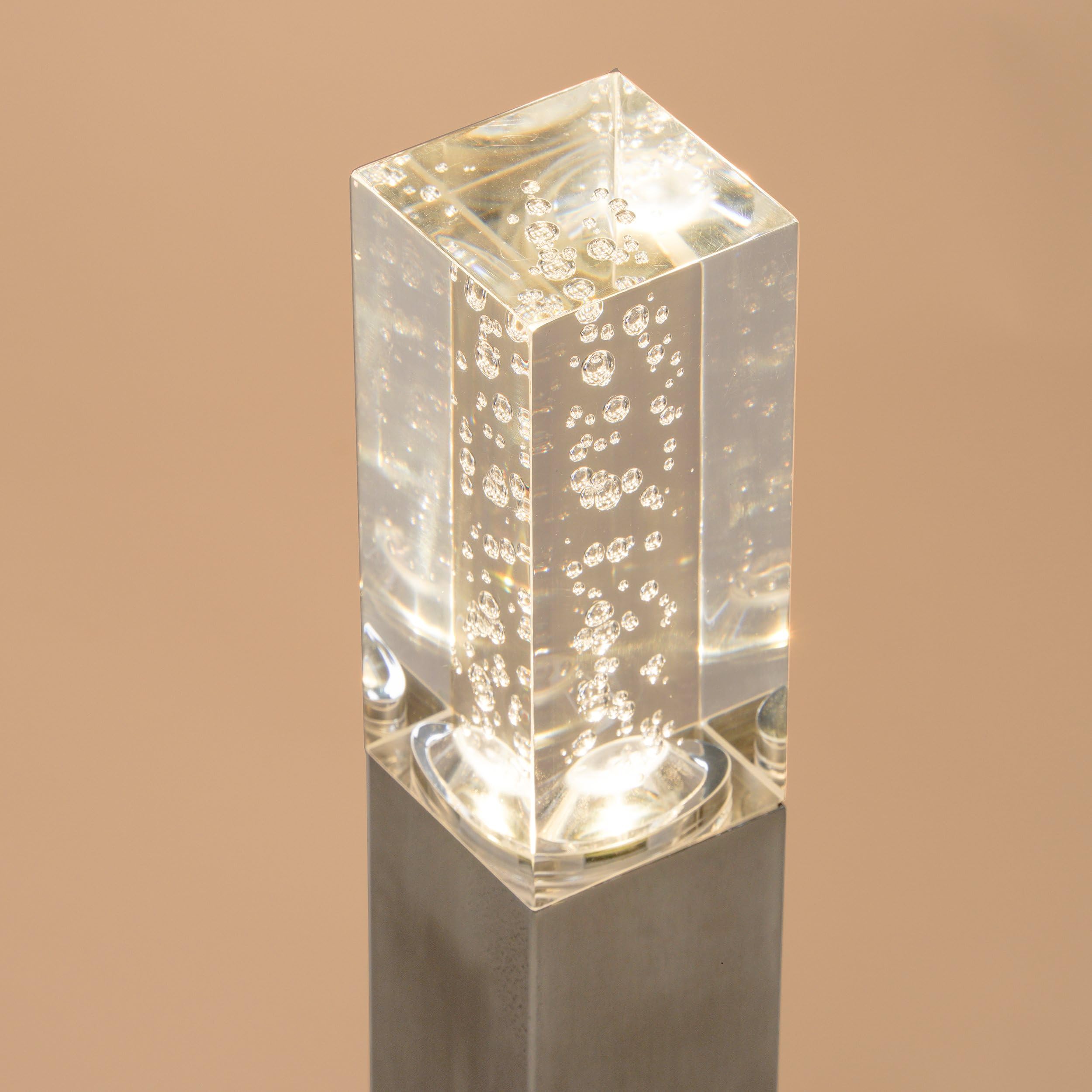 Esotec Solar Standleuchtenset Bubble Tower, 3er-Set 30cm 50cm 63cm, Acrylblock mit Luftblasen, Akku, LED Gartenleuchte, Außenleuchte, Wegeleuchte Garten, Stehleuchte, Erdspieß, metall, außen, 102557