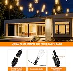 Outdoor String Lights 100ft Waterproof Shatterproof Patio String Lights for Outside with 53 Vintage ST38 LED Bulbs(3 Spare), Dimmable Hanging Lights for Backyard Porch Balcony Party Decor, Warm White